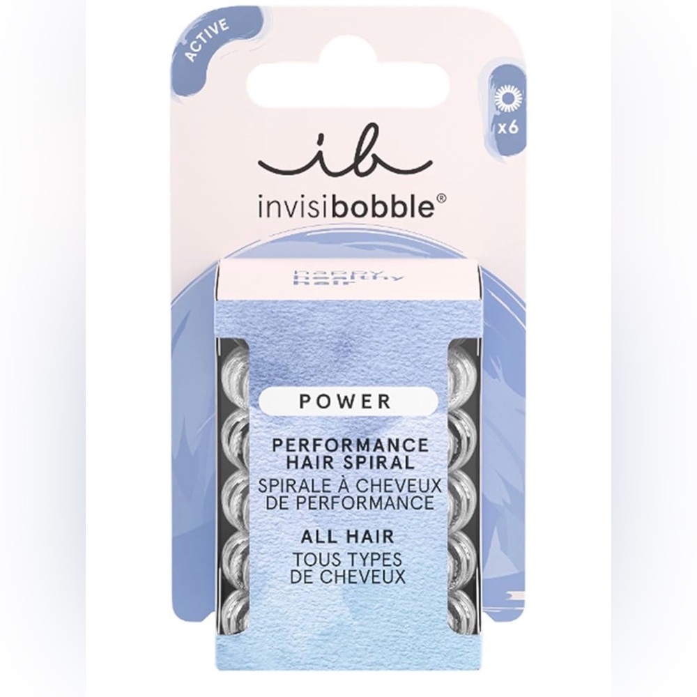 Invisibobble Clear Power Performance Hair Spiral 6 Pack Hair Ties Ponytails NWT